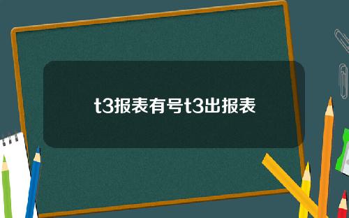 t3报表有号t3出报表