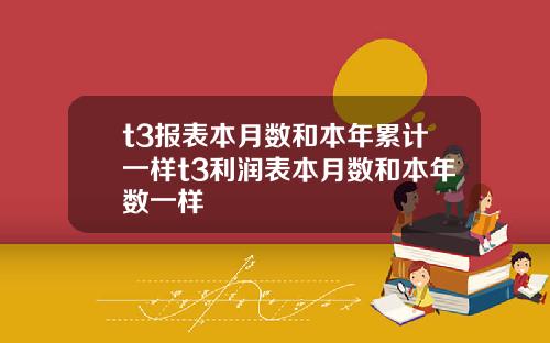 t3报表本月数和本年累计一样t3利润表本月数和本年数一样