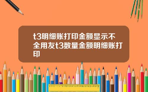 t3明细账打印金额显示不全用友t3数量金额明细账打印