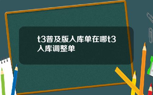 t3普及版入库单在哪t3入库调整单