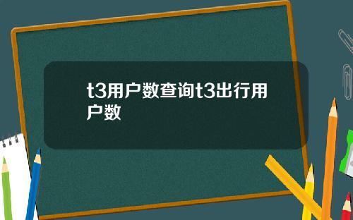 t3用户数查询t3出行用户数