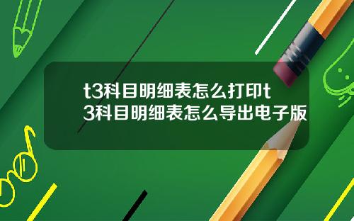 t3科目明细表怎么打印t3科目明细表怎么导出电子版