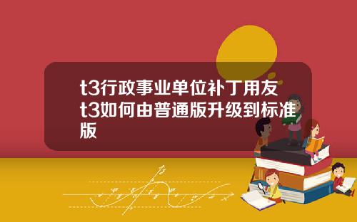 t3行政事业单位补丁用友t3如何由普通版升级到标准版