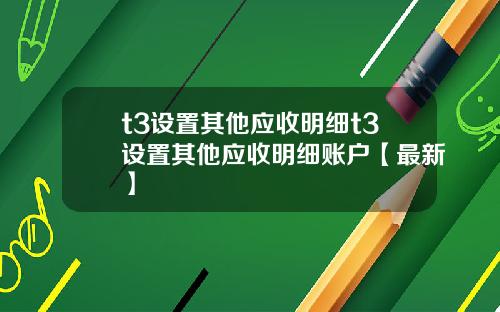 t3设置其他应收明细t3设置其他应收明细账户【最新】