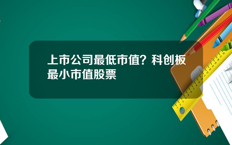 上市公司最低市值？科创板最小市值股票