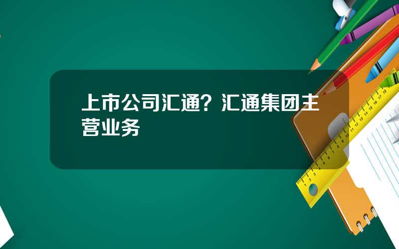 上市公司汇通？汇通集团主营业务