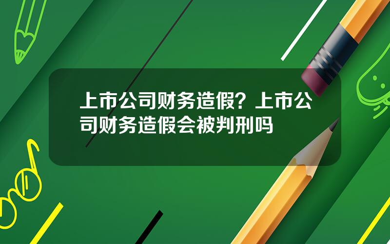 上市公司财务造假？上市公司财务造假会被判刑吗