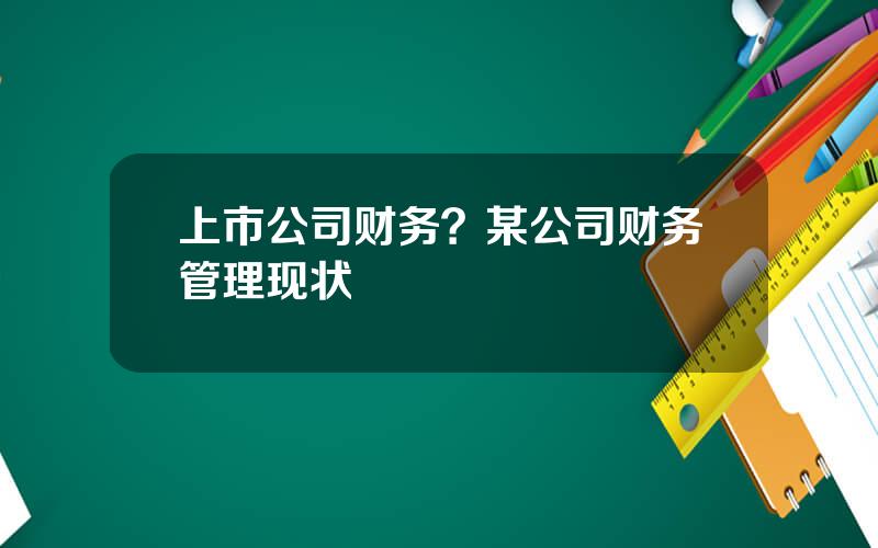 上市公司财务？某公司财务管理现状