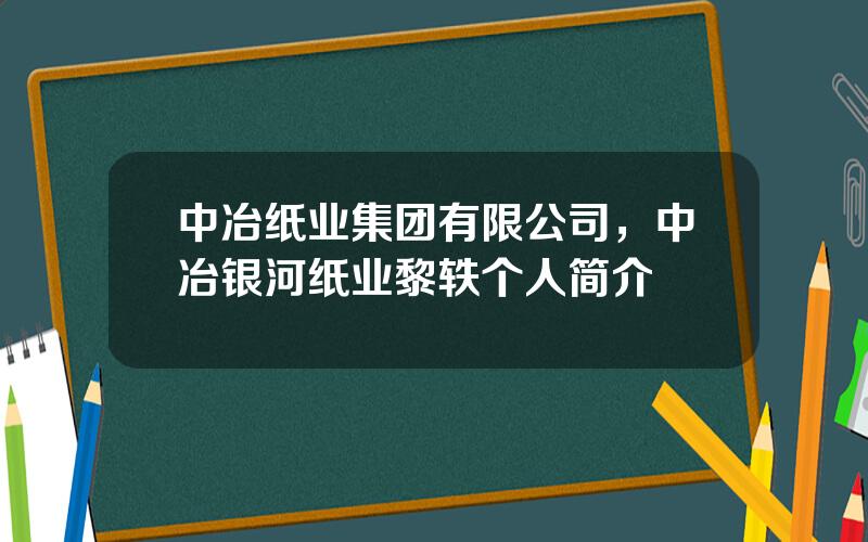 中冶纸业集团有限公司，中冶银河纸业黎轶个人简介