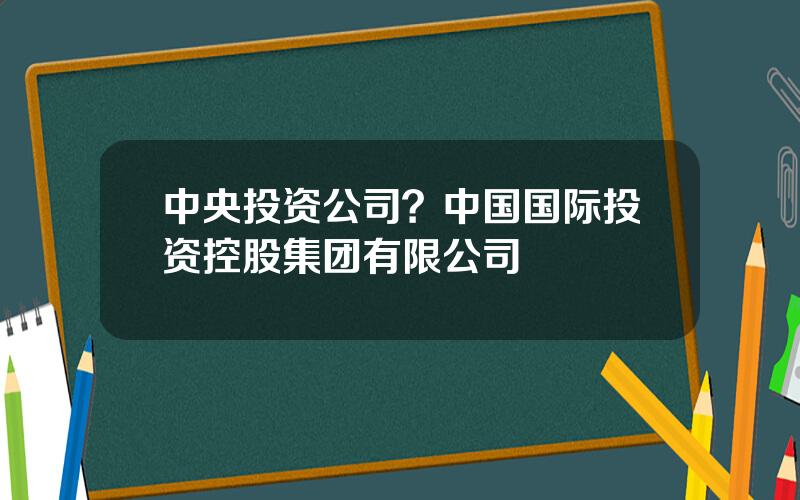 中央投资公司？中国国际投资控股集团有限公司