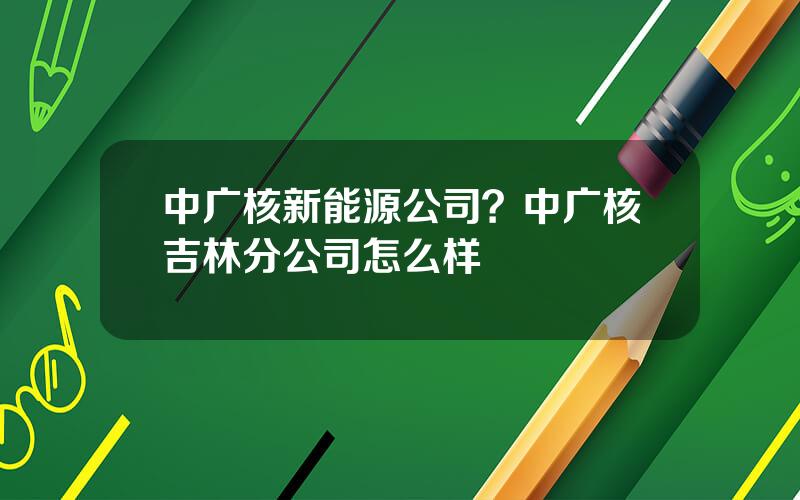 中广核新能源公司？中广核吉林分公司怎么样