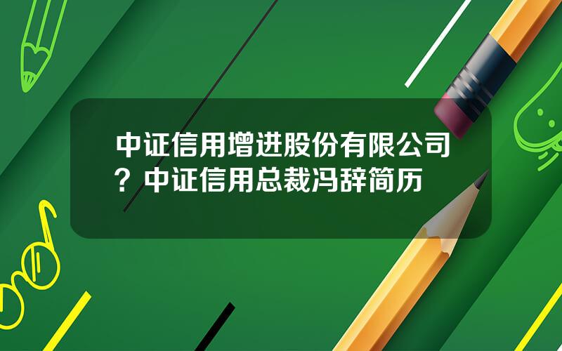 中证信用增进股份有限公司？中证信用总裁冯辞简历