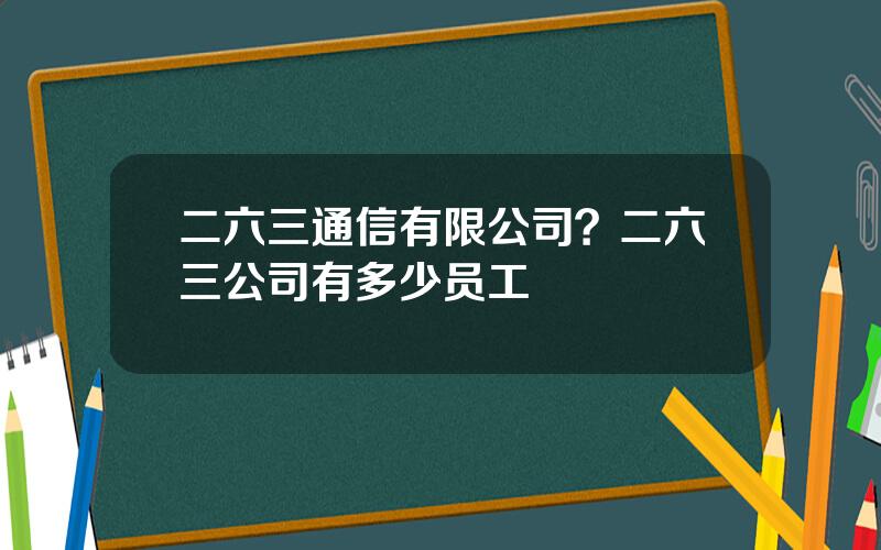 二六三通信有限公司？二六三公司有多少员工