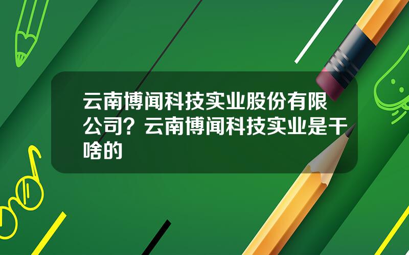 云南博闻科技实业股份有限公司？云南博闻科技实业是干啥的