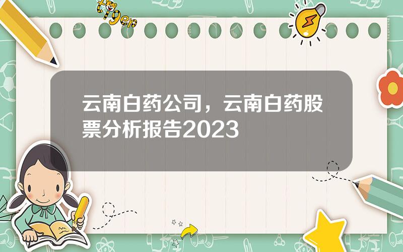 云南白药公司，云南白药股票分析报告2023