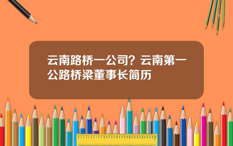 云南路桥一公司？云南第一公路桥梁董事长简历