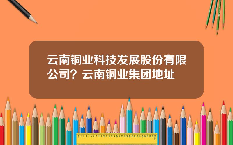 云南铜业科技发展股份有限公司？云南铜业集团地址