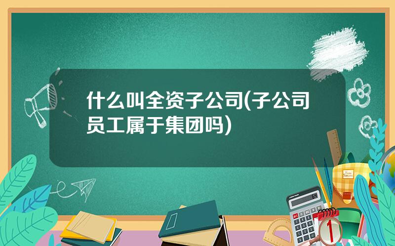 什么叫全资子公司(子公司员工属于集团吗)