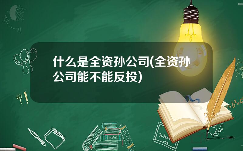 什么是全资孙公司(全资孙公司能不能反投)