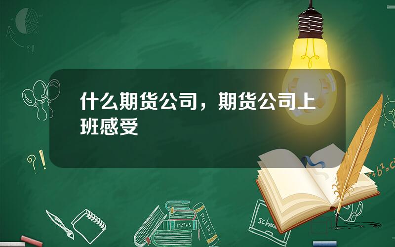 什么期货公司，期货公司上班感受