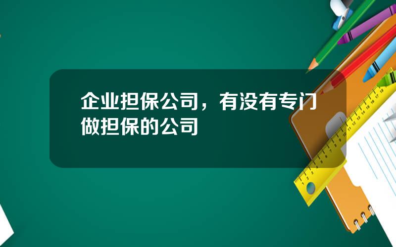 企业担保公司，有没有专门做担保的公司