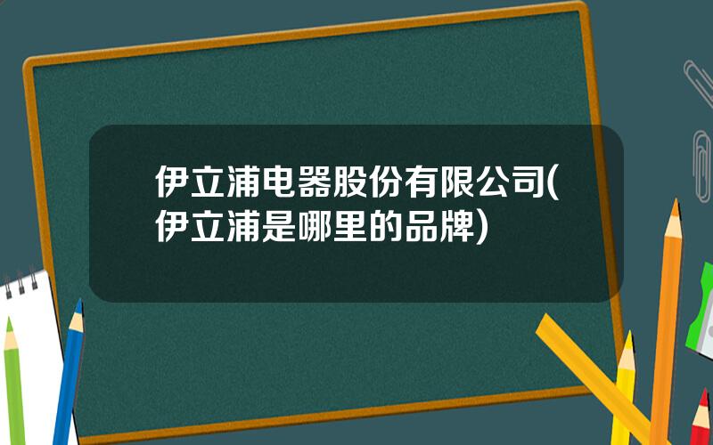 伊立浦电器股份有限公司(伊立浦是哪里的品牌)