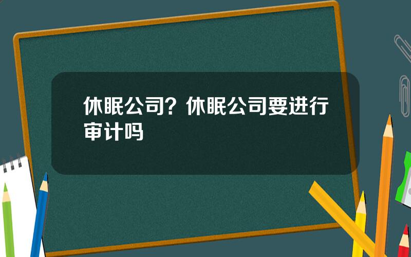 休眠公司？休眠公司要进行审计吗