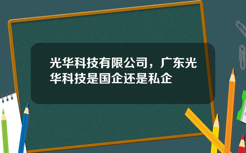 光华科技有限公司，广东光华科技是国企还是私企