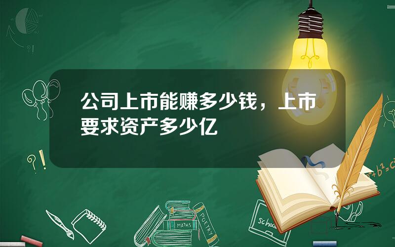 公司上市能赚多少钱，上市要求资产多少亿