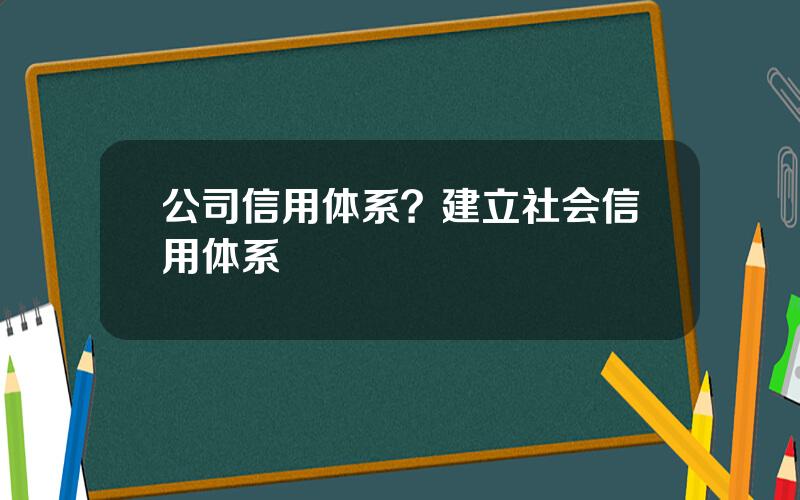 公司信用体系？建立社会信用体系