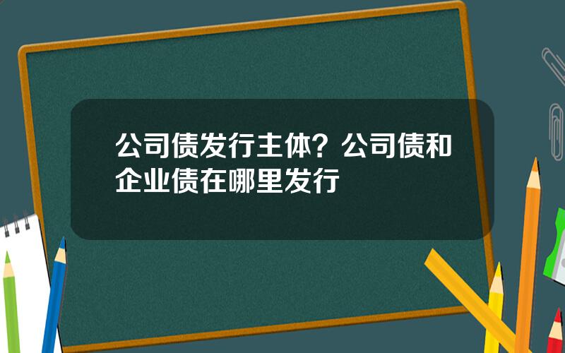 公司债发行主体？公司债和企业债在哪里发行