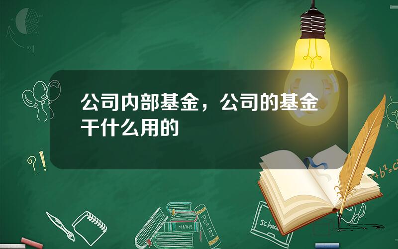 公司内部基金，公司的基金干什么用的