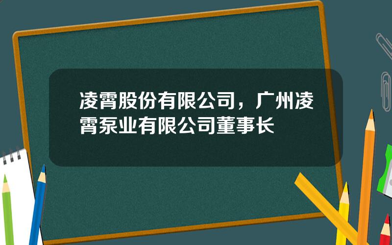 凌霄股份有限公司，广州凌霄泵业有限公司董事长