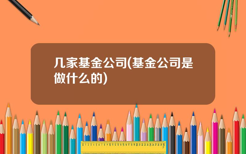 几家基金公司(基金公司是做什么的)