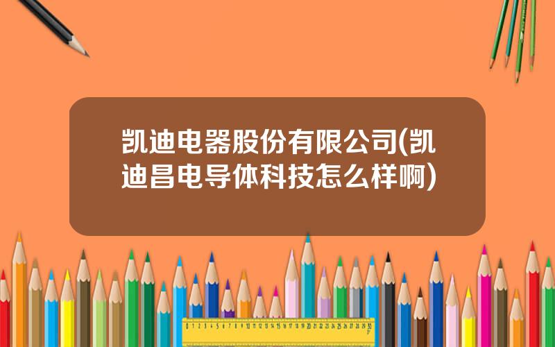 凯迪电器股份有限公司(凯迪昌电导体科技怎么样啊)