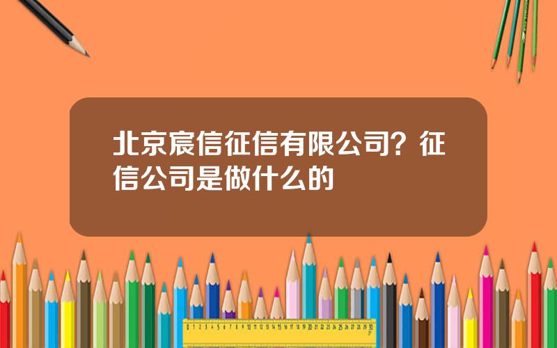 北京宸信征信有限公司？征信公司是做什么的