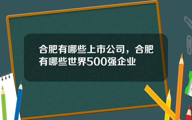 合肥有哪些上市公司，合肥有哪些世界500强企业