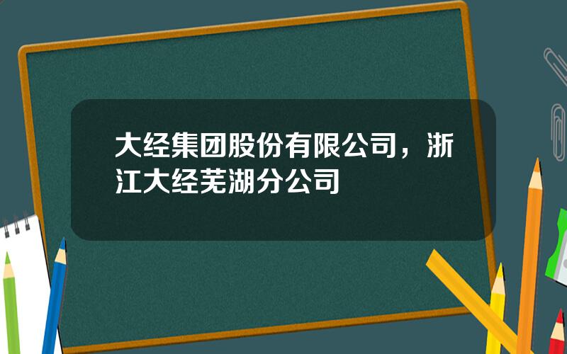 大经集团股份有限公司，浙江大经芜湖分公司