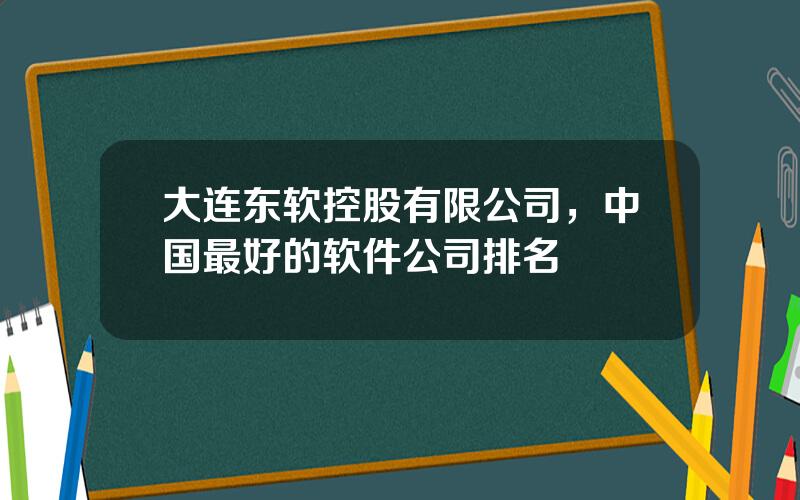 大连东软控股有限公司，中国最好的软件公司排名