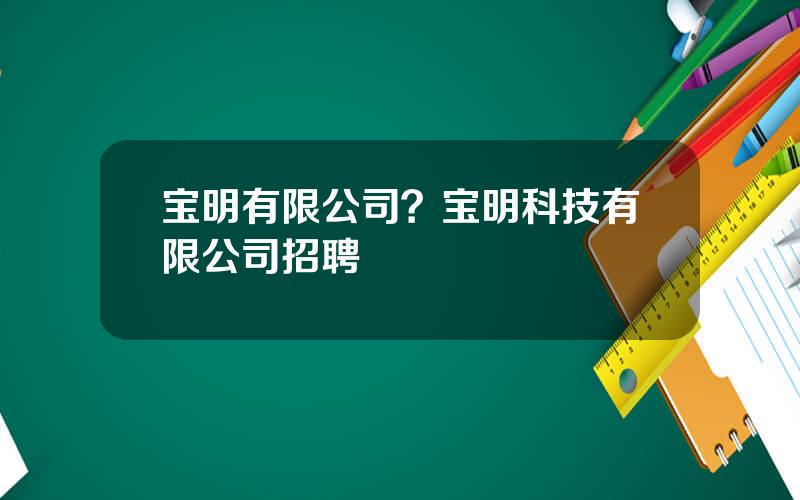 宝明有限公司？宝明科技有限公司招聘