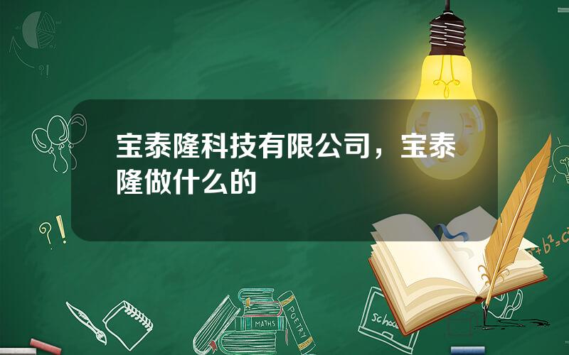 宝泰隆科技有限公司，宝泰隆做什么的