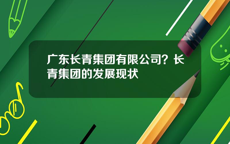 广东长青集团有限公司？长青集团的发展现状