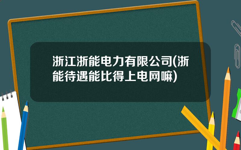 浙江浙能电力有限公司(浙能待遇能比得上电网嘛)