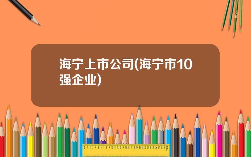 海宁上市公司(海宁市10强企业)