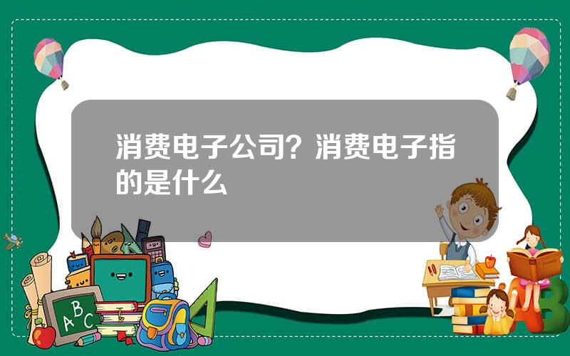 消费电子公司？消费电子指的是什么