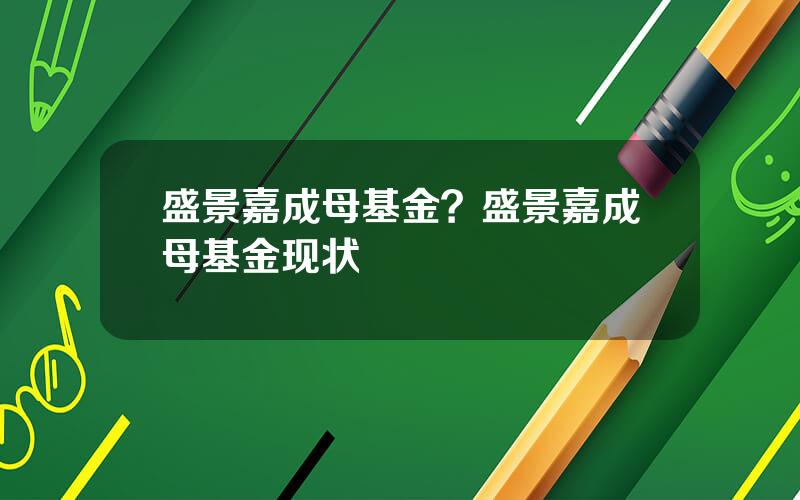 盛景嘉成母基金？盛景嘉成母基金现状